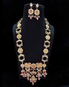 Colliers de fiançailles de mariage Kundan plaqué or pour femmes Bollywood Style ethnique numéro forme chaînes de mode matériel principal laiton - Product Image 3