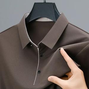 <b>Men's</b> Polo <b>Shirt</b> Spring and Autumn Casual <b>Men</b> New <b>Brown</b> Short-sleeve Polo <b>Shirt</b> Middle-aged Lapel <b>T</b>-<b>shirt</b> Solid Color Business - Product Image 4