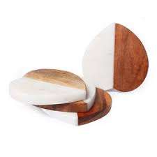 Vente chaude Sous-verres de style classique Nouveau bois et marbre en forme de coeur en gros directement exportés d'Inde - Product Image 3