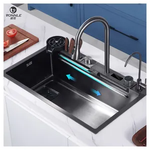 Dijital ekran istihbarat akıllı mutfak lavabo paslanmaz çelik mutfak lavabosu mutfak lavabo