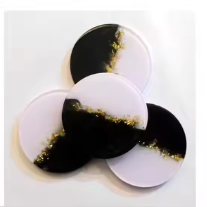 ชุดถาดรองเครื่องดื่มสุดเจ๋งทำจากเรซินสีสันสดใสและลวดลายสนุกทำด้วยมือสำหรับงานปาร์ตี้ด้วยงานฝีมือช่างฝีมือ - Product Image 2