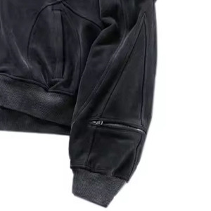 Léger hiver hommes lavage à l'acide brodé Stonewashed polaire pull à capuche surdimensionné séchage rapide - Product Image 6