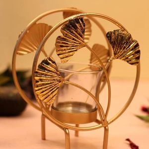 Modern Iron Candle Holder Gold <b>Leaf</b> Shape Tea <b>Light</b> Candle Holder on Table Votive Holder Lighting Decorative Candle Display - Product Image 6