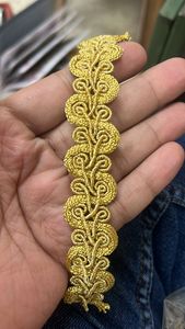 Accesorios de ropa Borde metálico dorado y plateado Borde de encaje Lentejuelas Bordado amarillo dorado Encaje Proveedor - Product Image 3