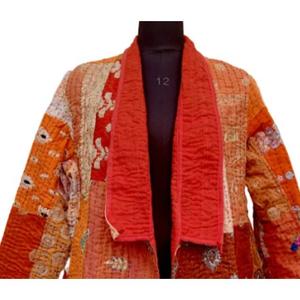 Chaqueta Larga Khambadiya Kantha Top Indio Hecho A Mano Algodón Kantha Chaqueta Estilo Único Color - Product Image 2