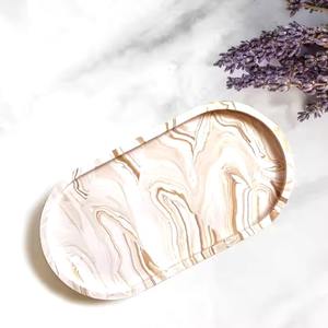 งานฝีมือเรซินอีพ็อกซี่ Geode สุดหรูถาดเสิร์ฟพร้อมด้ามจับสีทองดีไซน์เป็นของขวัญสำหรับเครื่องประดับกาแฟหรือเป็นของขวัญ - Product Image 4
