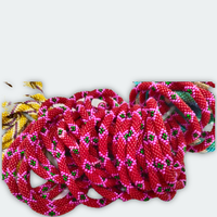 Bracelets à pampilles roses pour enfants, perles japonaises/verre, longueur flexible, motif géométrique romantique, faits à la main au Népal