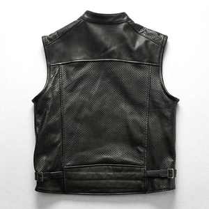Gilet de motard en cuir de vachette véritable pour homme, design personnalisé, gilet de motard en cuir de haute qualité, col montant, modèle 2026 - Product Image 2