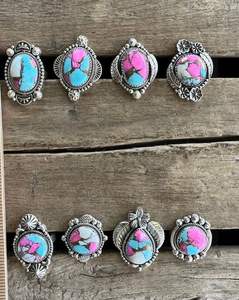 Anillo de piedras preciosas de algodón de azúcar hecho a mano en joyería de declaración de plata esterlina para mujer anillo artesanal ajustable - Product Image 2