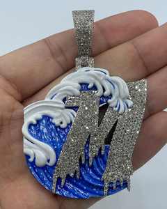 Personalizado VVS Moissanite diamante letra inicial 3D esmalte colgante 925 Plata Bustdown Hip Hop Iced encanto Collar para fiestas - Product Image 4