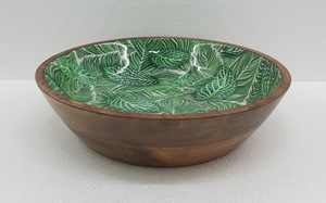 Most Selling Wooden and Meena Work Kitchenware Bowl Good Quality Round Shape Solid Wood Tabletop <b>Dinnerware</b> Bowl Handmade - Product Image 3