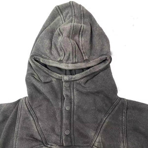 Nouveau Hoodie Homme 2025 Élégant en Coton Polaire à Col Zippé, Effet Délavé Acide et Vieilli, Respirant, Hiver, Service OEM - Product Image 2