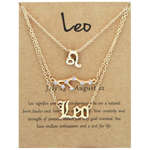 Oferta Especial: Conjunto de 3 Collares de <span class=keywords><strong>Moda</strong></span> con Símbolos del Zodiaco, Letras Inglesas y Diseño de Cielo Estrellado en Plata y Oro para <span class=keywords><strong>Mujer</strong></span>, con Papel - Product Image 3