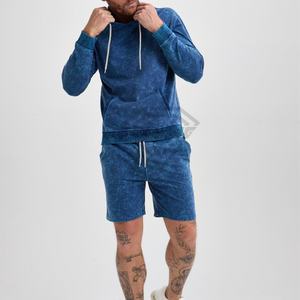 Sweat à capuche pour homme personnalisé en coton 100% avec lavage à l'acide bleu tendance, coupe ample, technique d'impression hivernale, logo complet - Product Image 2