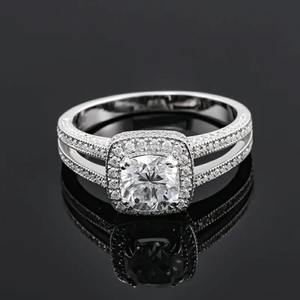 แหวนหมั้นเพชรโมอิสซาไนต์เงินแท้ 925 แหวนแบบหนามเตย แหวนวันครบรอบแต่งงาน แหวนหมั้นเพชรโมอิสซาไนต์ทรงคุชชั่น - Product Image 3