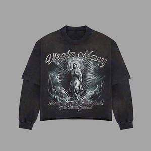 Camiseta de cuello redondo para hombre, corte holgado, 100% algodón pesado de 250 GSM, lavado ácido, tejido tipo gofre, manga corta, antiarrugas - Product Image 3