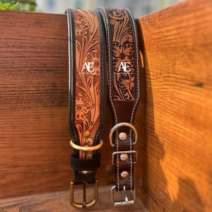 Nuevo Collar de Perro de Cuero Auténtico Hecho a Mano, Collar de Perro Ajustable Acolchado y Grabado, de Cuero Genuino, Gran Venta - Product Image 1