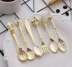 Juego de cubiertos de vajilla chapado en oro con forma delgada, el último juego de cubiertos de lujo americano a precio asequible al por mayor - Product Image 4