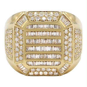 Bagues unisexes en argent sterling fin Meilleurs prix sur entièrement glacé VVS Moissanite Baguette diamant plaqué or mariages de style hip-hop - Product Image 1