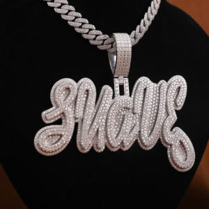 Lettre SUAVE personnalisée Moissanite pendentif en diamant or massif 14KT pendentif personnalisé de style Hip Hop entièrement glacé pour hommes - Product Image 4