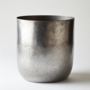 Olla martillada hecha a mano Silver Haven con base elevada, ideal para entradas lujosas o espacios de jardín mínimos - Product Image 6