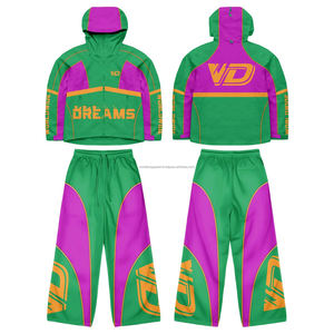 Survêtement en nylon léger personnalisé avec patchwork, veste zippée à bandes réfléchissantes, ensemble de jogging 2 pièces, coupe-vent, survêtement pour homme - Product Image 2