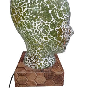 โคมไฟตั้งโต๊ะแก้วโมเสคแบบหน้าผู้ชาย โคมไฟกระจกสีข้างเตียงโมร็อกโกสีสันสดใส โคมไฟตั้งโต๊ะโมเสคคอหงส์ตุรกี - Product Image 1