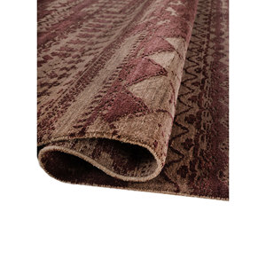 พรมขนสัตว์และไหมถักมือลายเรขาคณิตสีเบจและสีน้ำตาล รุ่น EBSK-663 สำหรับห้องนั่งเล่นหรือทางเดินในบ้าน รูปทรงสี่เหลี่ยมผืนผ้า - Product Image 2