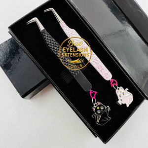 Nouvelle pince à cils magnétique à 90 degrés avec revêtement en poudre de couleur variée, porte-clés chat, logo personnalisé, outils de beauté - Product Image 5