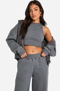 Conjunto de chándal Jogger de pierna recta de 3 piezas de color carbón de longitud completa para mujer con bolsillos pantalones de chándal acampanados ajuste relajado gimnasio y ropa deportiva - Product Image 5