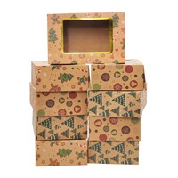 Prix pas cher papier kraft 10x10x2 gâteau et boîtes d'emballage avec fenêtre pour biscuits
