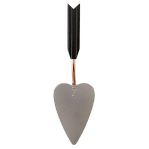 Juego de servidor de pastel de acero inoxidable resistente, peso ligero, fácil de sostener y lavar en hoja plateada con mango negro - Product Image 1