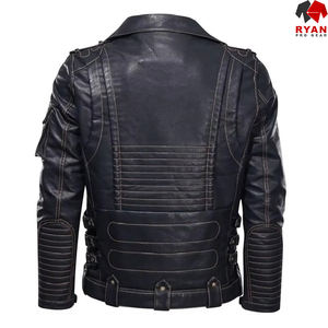 Veste en cuir PU avec col et fermeture éclair pour l'automne, service OEM disponible, veste décontractée élégante pour homme, imperméable, personnalisable - Product Image 2