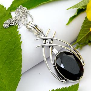 Pendentif en laiton chalcédoine noire brillante, plaqué or 18 carats, option argent sterling, style minimaliste, bijoux pour femmes pour toutes les occasions - Product Image 1
