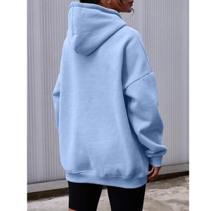 OEM/ODM Pull à capuche unisexe Street Style Regular Fit Kangaroo Pocket Drop Shoulder Thick Warm Fleece Sweatshirts - Product Image 5