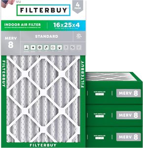 Filterbuy ไส้กรองอากาศขนาด 16x25x4 นิ้ว MERV 8 ป้องกันฝุ่นและสารก่อภูมิแพ้ (แพ็ค 4 ชิ้น) - Product Image 4