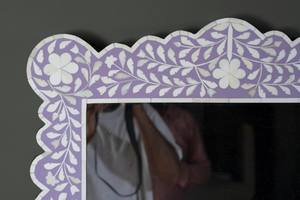 Espejo de Pared Decorativo Moderno con Incrustaciones de Hueso Hecho a Mano, Marco Duradero, Artesanía Ecológica, Elegante Espejo para Sala de Estar o Pasillo - Product Image 2