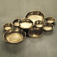 Plateau alimentaire écologique en aluminium à 9 compartiments Vaisselle de mariage Plat de service en grappe Plateau de centre de table Bols de Noël