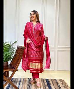 Vente en gros de robes Sharara indiennes cousues pour mariée, robe Eid Maria, lin crêpe imprimé, formel, taille naturelle, anti-boulochage, écologique - Product Image 5