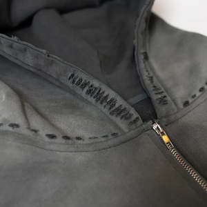 Sweat à capuche confortable pour homme en lavage à l'acide pour l'automne et l'hiver, couleur unie, tendance streetwear, sweat à capuche en lavage à l'acide pour homme - Product Image 5