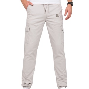 Pantalones Cargo de Lona Estilo Safari para Hombre, 100% Algodón, Ecológicos, de Secado Rápido, Resistentes al Viento, Antiarrugas, Cintura Media, Cierre con Cordón - Product Image 1