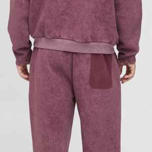 Nuevo último logotipo personalizado impreso hombres chándal conjunto precio de venta al por mayor ropa de calle lavado ácido desestresado chándal transpirable - Product Image 5