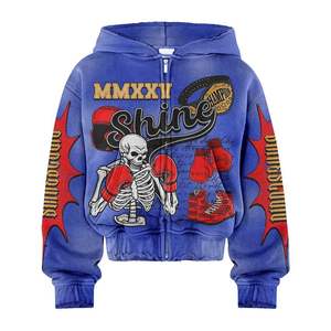 100% algodón francés Terry ácido lavado de gran tamaño Unisex Zip up Hoodie ropa de calle de moda para invierno con logotipo impreso personalizado - Product Image 3