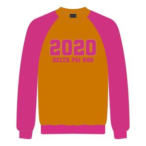 Delta Psi Rho Sorority Raglan Sleeve Crewneck Sweatshirt Gold Cotton Poly Founding Year 2020 Jumper Greek Life Casual Apparel - Product Image 2