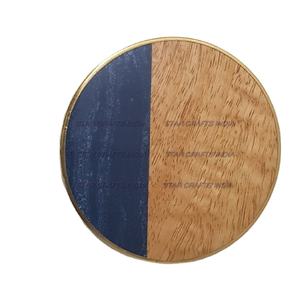 Dessous de verre de forme ronde en bois et résine de style classique vente chaude Dessous de verre en ardoise époxy fabriqués à la main au prix de gros - Product Image 1
