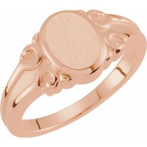 Stuller 14K Gold Oval Signet <b>Ring</b> 50457:294816P Everyday Wear <b>Statement</b> <b>Ring</b> with Invisible & Bezel Setting - Product Image 1