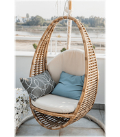 Fauteuil suspendu en rotin, chaise balançoire d'extérieur, design côtier moderne pour mobilier de terrasse au bord de la piscine, 100% sans taxes