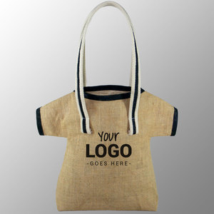 Jute T-Shirt Bag custom print with logo or artwork T Shirt Shape Jute <b>Burlap</b> Bags - Product Image 2