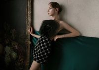 Robe moulante mini sans bretelles en velours noir Queen's Gambit, taille naturelle, collection de luxe pour cocktails