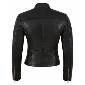 Granate Calidad Precio Premium Calidad Diseño personalizado Tamaño adulto Mujeres Chaqueta de cuero genuino Señoras Chaqueta de cuero para mujer - Product Image 2